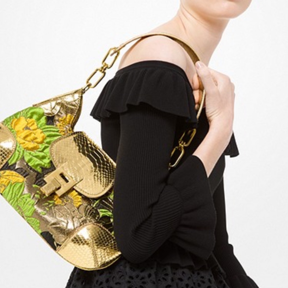 Michael Kors Collection Bancroft floral bag gold - Picture 3 of 7